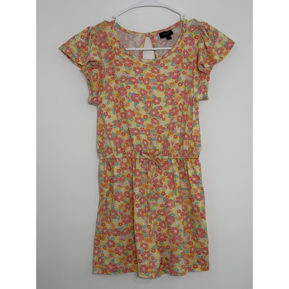 Picapino Girls Floral Romper Size 12 Yellow Retro Short Sleeve